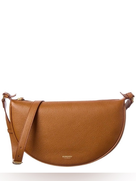 Burberry Handbags - Burberry All Soft Large Tan Leather Half Moon Crossbody Sling Bag NWT